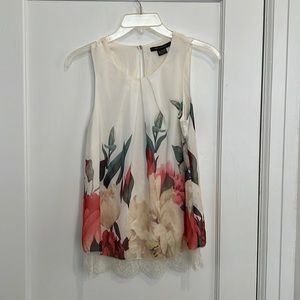 White floral blouse with lace